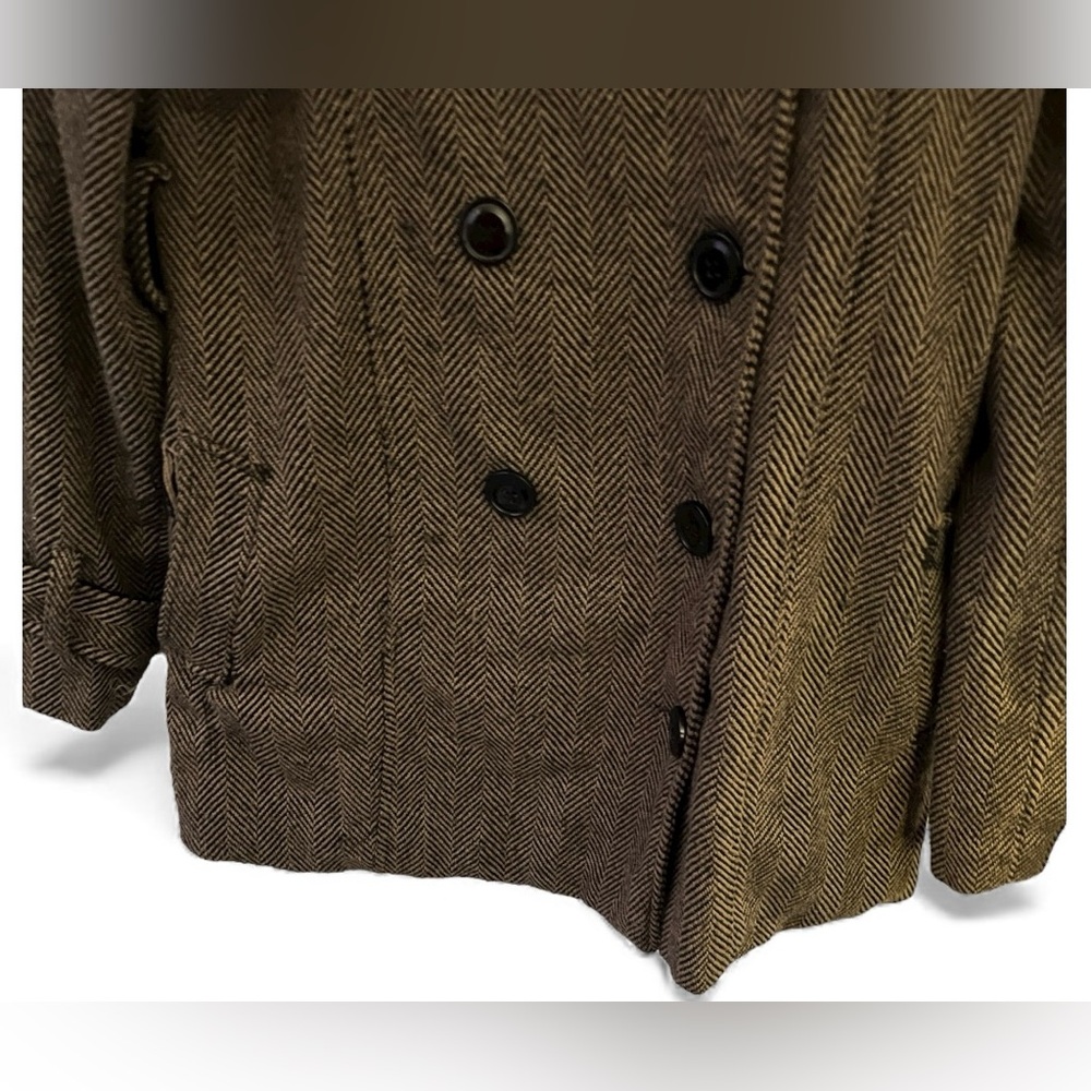 Last Kiss Herringbone Wool Blend Double Breasted Coat XL | Classic Winter Jacket - Picture 4 of 7